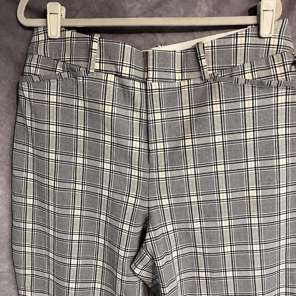 Ava‎ And Viv Cream Plaid Ankle Pants 16 High Rise Stretch NWT Preppy Career